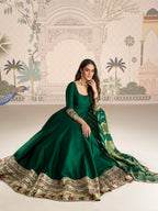 Evanik Women Green Embroidered Design Wedding Gown with Dupatta - Distacart