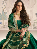 Evanik Women Green Embroidered Design Wedding Gown with Dupatta - Distacart