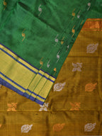 Green and Olive Uppada Silk Handloom Saree with Buta Design - Global Threads