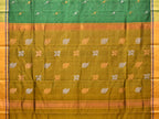 Green and Olive Uppada Silk Handloom Saree with Buta Design - Global Threads