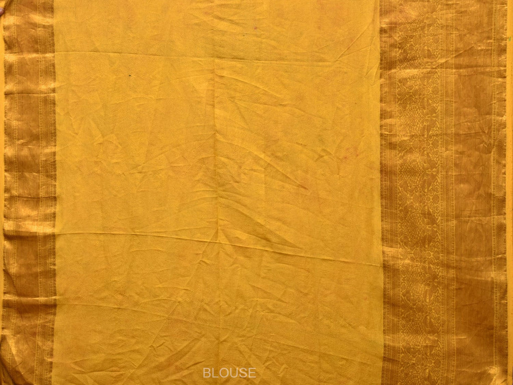 Green and Purple Bandhani Kanchipuram Silk Handloom Saree with Kalamkari Floral Body Design - Global Threads