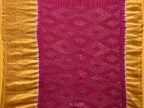 Green and Purple Bandhani Kanchipuram Silk Handloom Saree with Kalamkari Floral Body Design - Global Threads