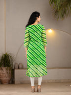 Yufta Green Georgette Lehriya Kurta