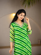 Yufta Green Georgette Lehriya Kurta