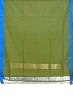 Green Khadi Cotton Handloom Dupatta with Silk Temple Border - Global Threads