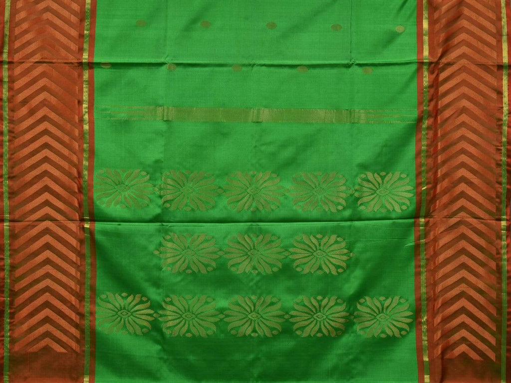 Green Uppada Silk Handloom Saree with Border Design - Global Threads