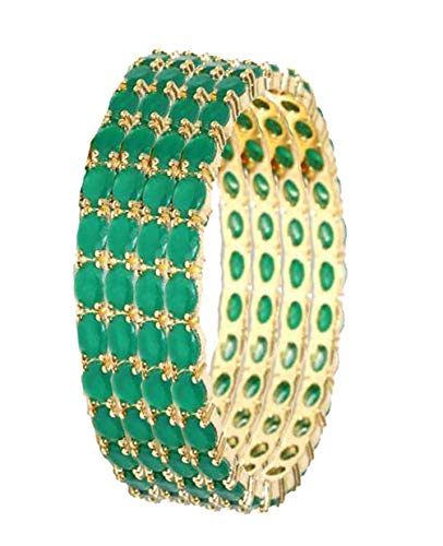 Gold-Plated Alloy American Diamond Bangles And Ring Set - The Pari - Distacart