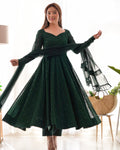 Evanik Green Pure Faux Georgette Lucknowi Sequence Work Anarkali Set - Distacart