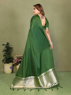 Anaita Green Zari Weaving Work Satin Silk Saree With Blouse - Distacart