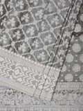 Grey Cut Work Tussar Cotton Saree with All Over Jamdani Style Design - Global Threads