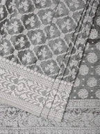 Grey Cut Work Tussar Cotton Saree with All Over Jamdani Style Design - Global Threads