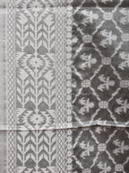 Grey Cut Work Tussar Cotton Saree with All Over Jamdani Style Design - Global Threads