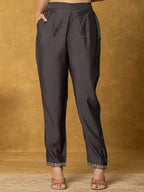 Yufta Grey Silk Kurta Dupatta Pant Set - Distacart
