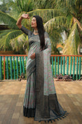 Anaita Grey Woven Design Pure Kanjivaram Soft Satin Silk Saree With Blouse - Distacart
