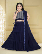 Wedding Designer Blue Georgette Kidswear Lehenga - Aaradhna
