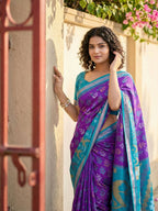 Shree Shyam Fashion Violet Pochampally Silk Saree - Distacart