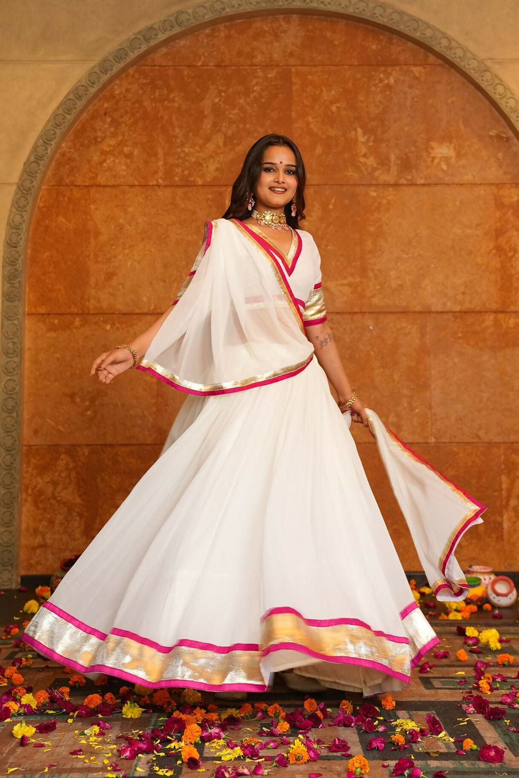 AI Fashion White Georgette Designer Navratri Wear Lehenga Choli Collection