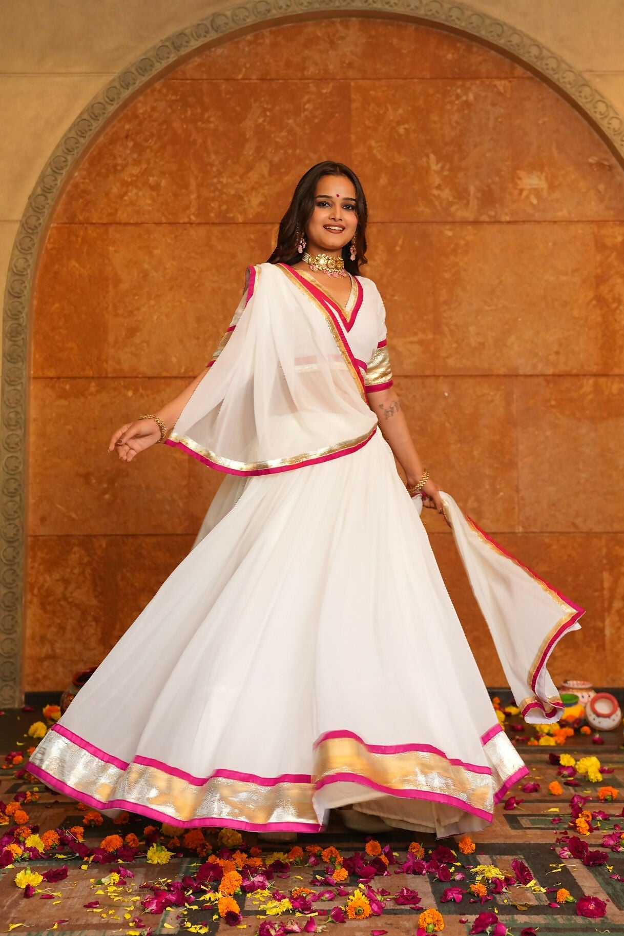 AI Fashion White Georgette Designer Navratri Wear Lehenga Choli Collection