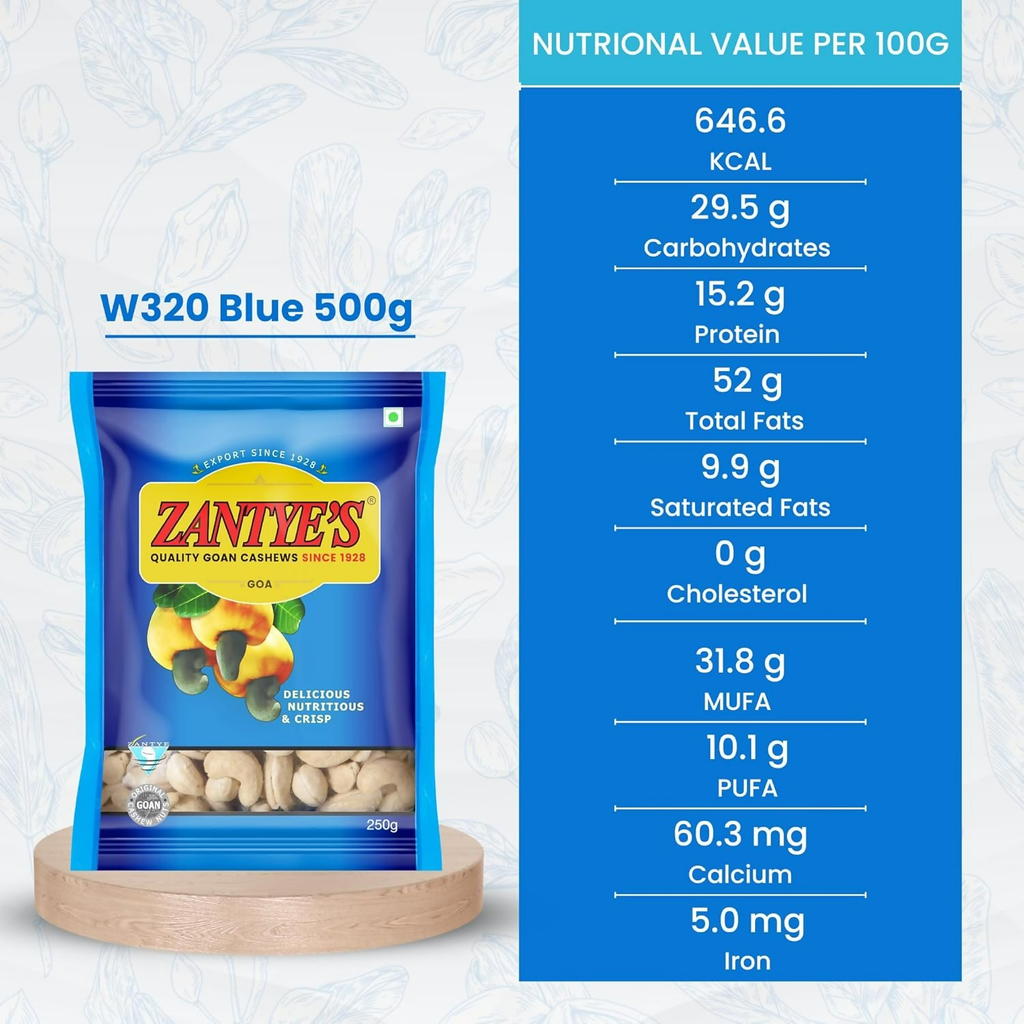 Zantye's Goan Cashew W320 Premium Kaju - Distacart