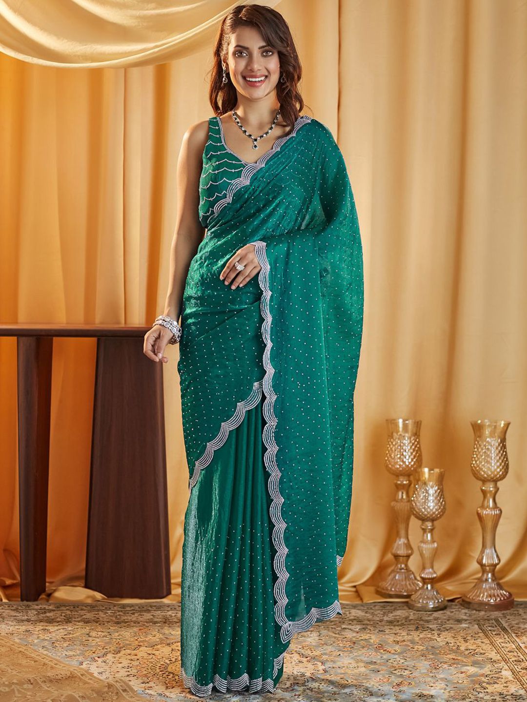 kasee Embellished Beads and Stones Pure Silk Saree