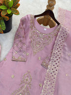 Teeya Creation Onion Color Gimmychu Silk Embroidery Work Wedding Wear Salwar Suit - Distacart