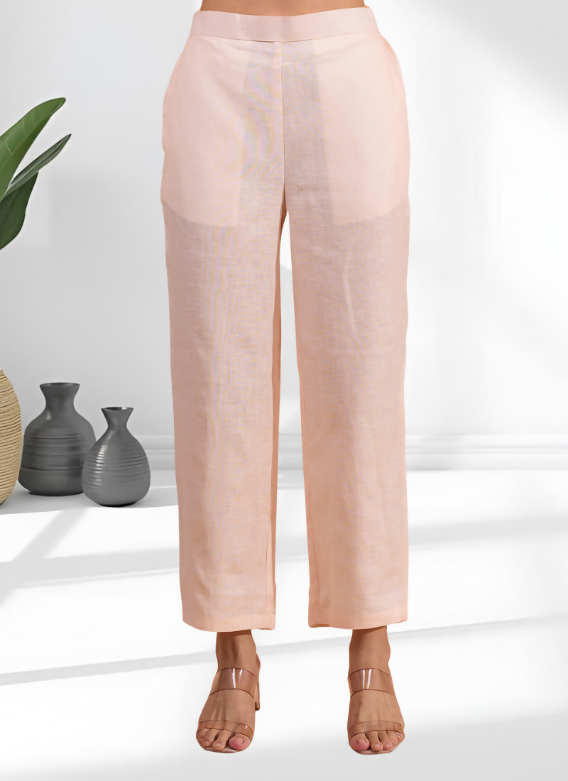 Joban Fashion Pink Linen Embroidered Readymade Cord Set - Distacart