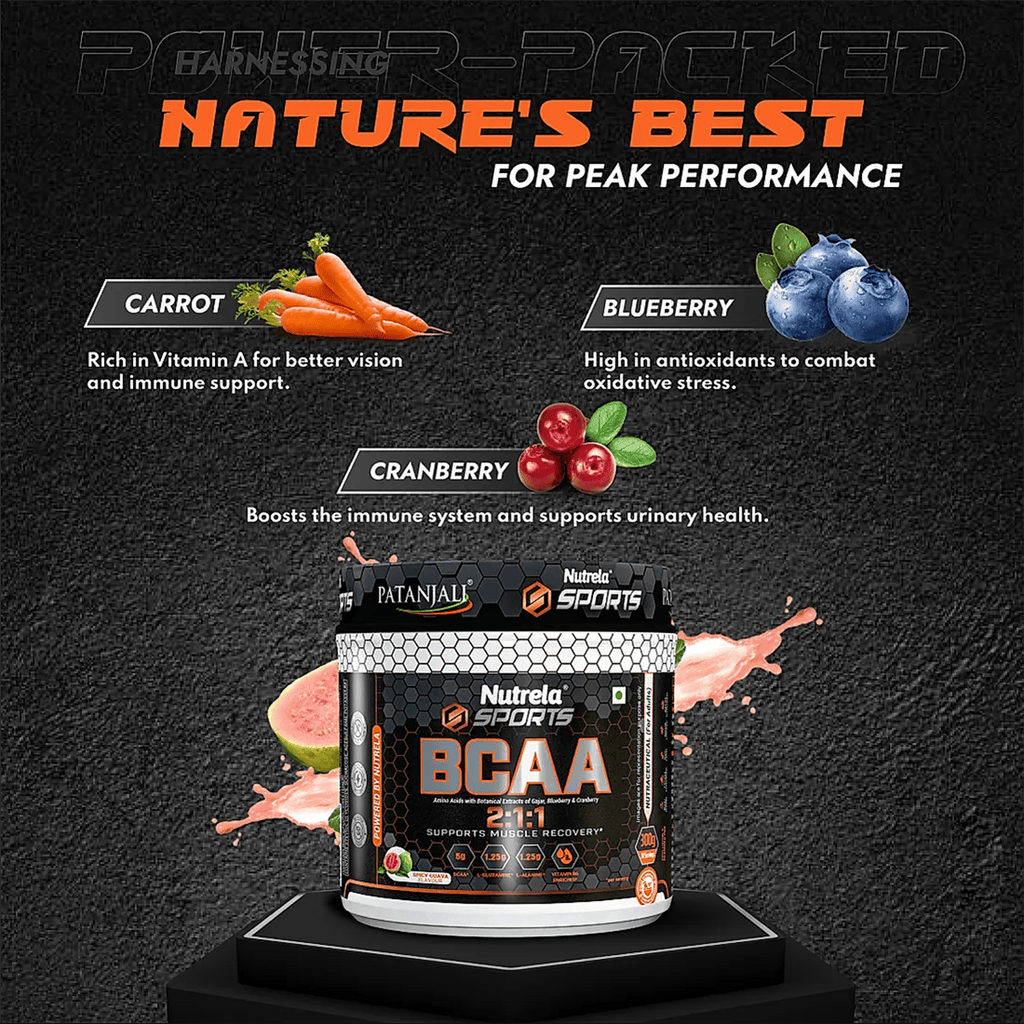 Patanjali Nutrela Sports BCAA Powder Spicy (Guava Flavour) - Distacart