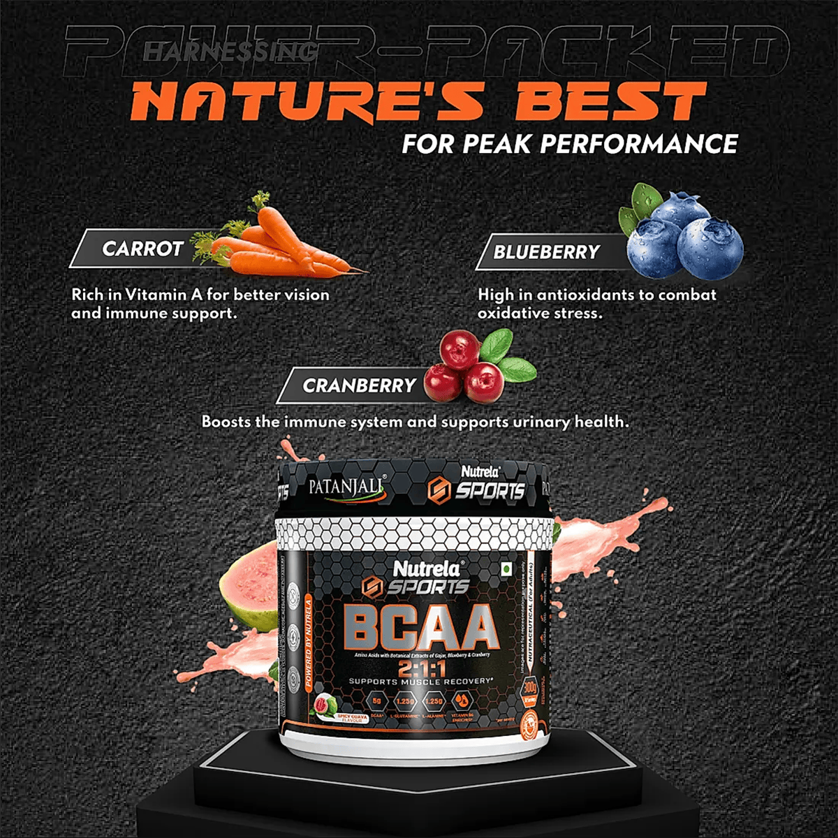 Patanjali Nutrela Sports BCAA Powder Spicy (Guava Flavour) - Distacart
