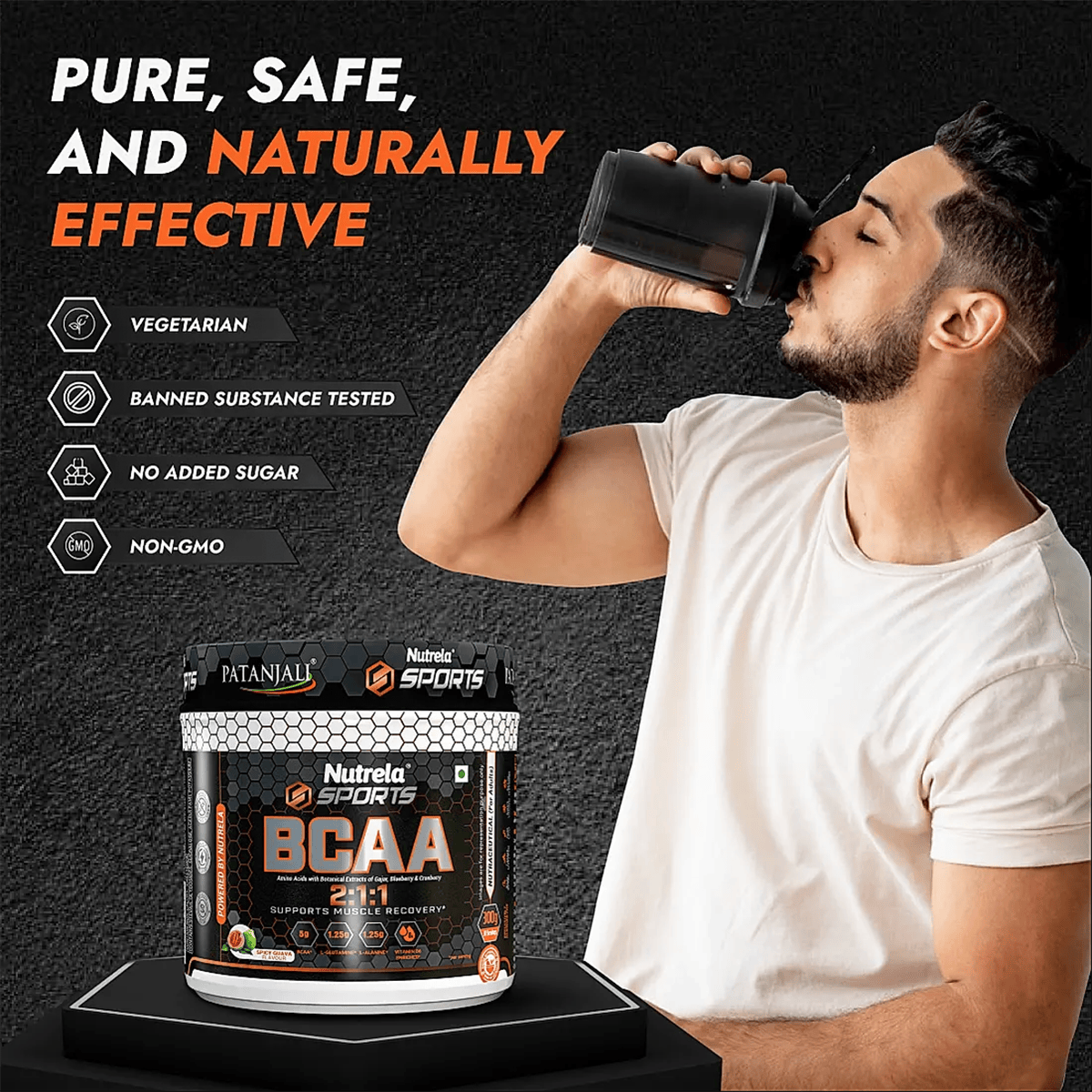 Patanjali Nutrela Sports BCAA Powder Spicy (Guava Flavour) - Distacart