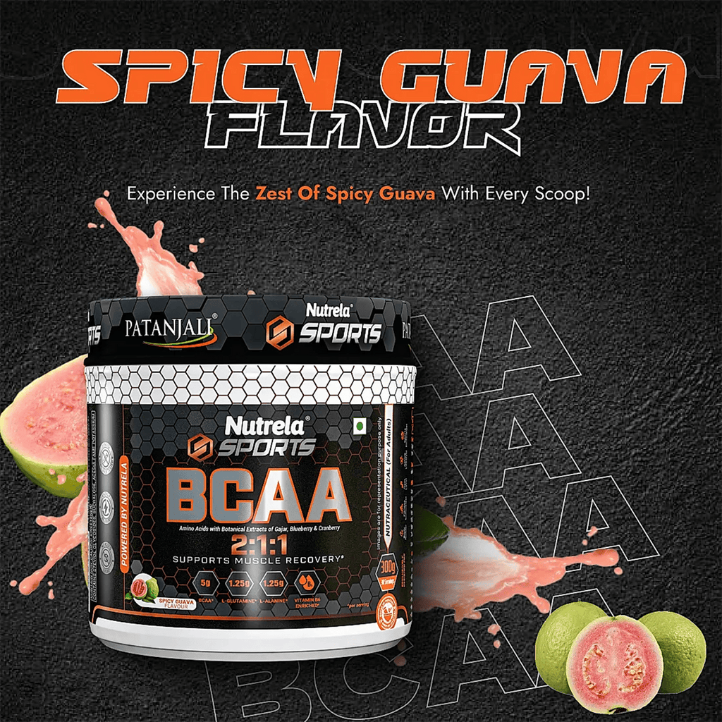 Patanjali Nutrela Sports BCAA Powder Spicy (Guava Flavour) - Distacart