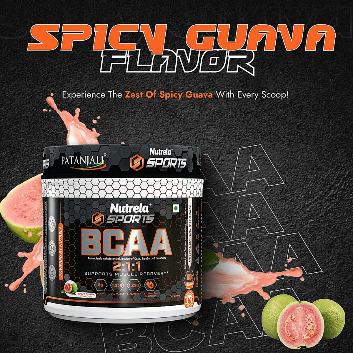 Patanjali Nutrela Sports BCAA Powder Spicy (Guava Flavour) - Distacart