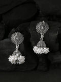NVR Women Silver Toned Dome Shaped Jhumkas Earrings - Distacart