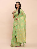Shree Shyam Fashion Linen Cotton Green Saree - Distacart