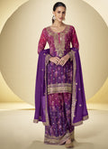 Vegaa Fashion Purple Chinon Digital Print Designer Palazzo Suit - Distacart