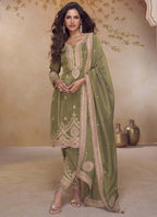 Vegaa Fashion Mehendi Simar Silk Embroidered Designer Salwar Suit - Distacart