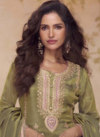 Vegaa Fashion Mehendi Simar Silk Embroidered Designer Salwar Suit - Distacart