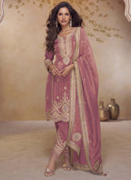 Vegaa Fashion Peach Simar Silk Embroidered Designer Salwar Suit - Distacart