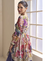 Vegaa Fashion Violet Chinon Embroidered Designer Palazzo Suit - Distacart