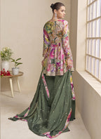 Vegaa Fashion Mehendi Chinon Embroidered Designer Palazzo Suit