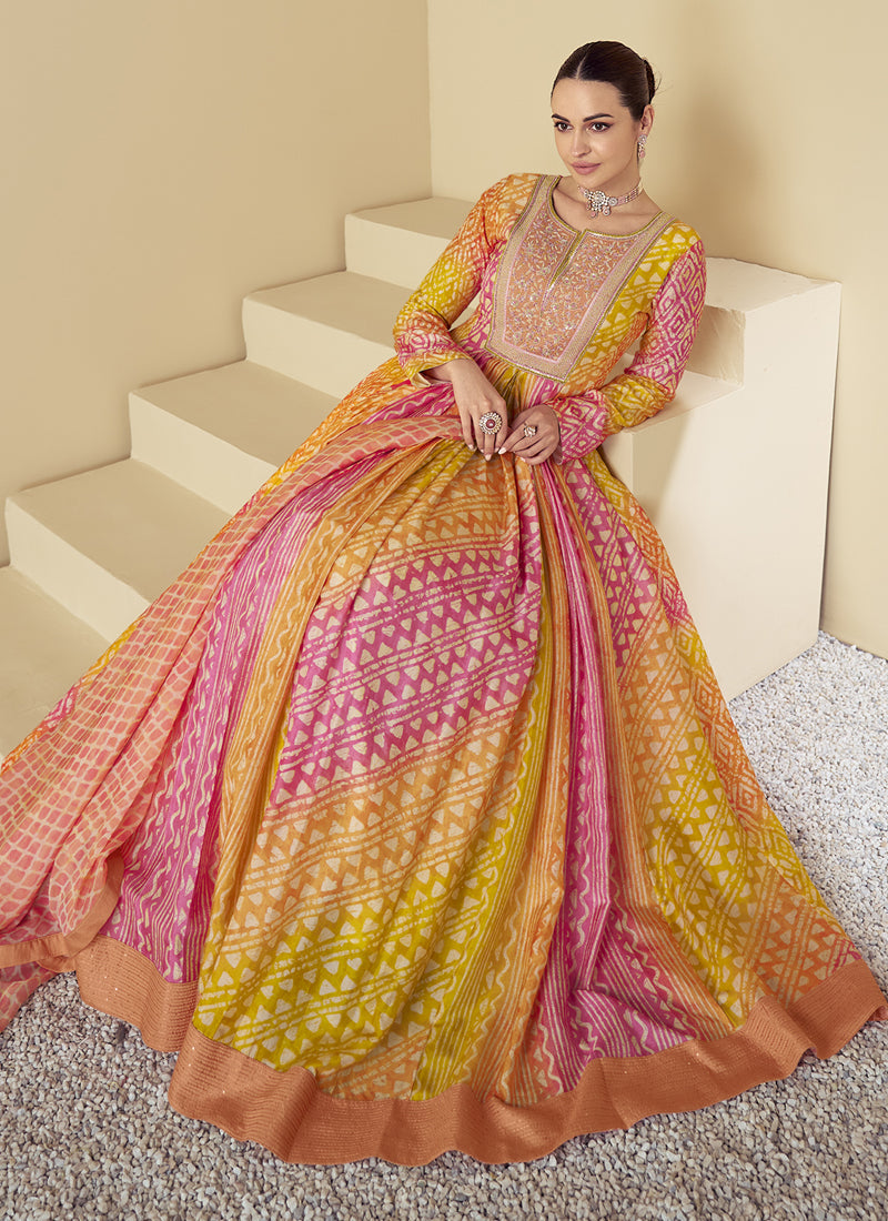 Vegaa Fashion Multicolor Real Muslin Digital Print Anarkali Suit - Distacart