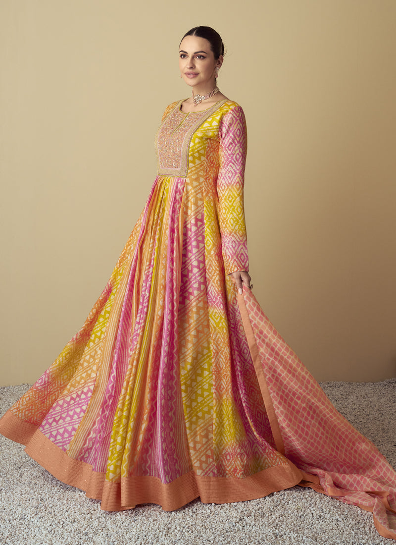 Vegaa Fashion Multicolor Real Muslin Digital Print Anarkali Suit - Distacart