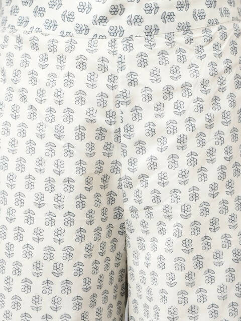 FIORRA Women's Off White Cotton A-Line Kurta Palazzo Set