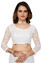 Vamika White Pearls Net Saree - Distacart