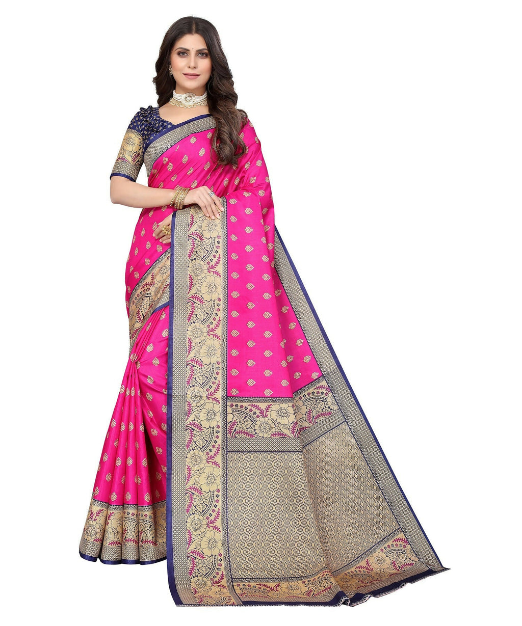 Vamika Pink Printed Art Silk Saree