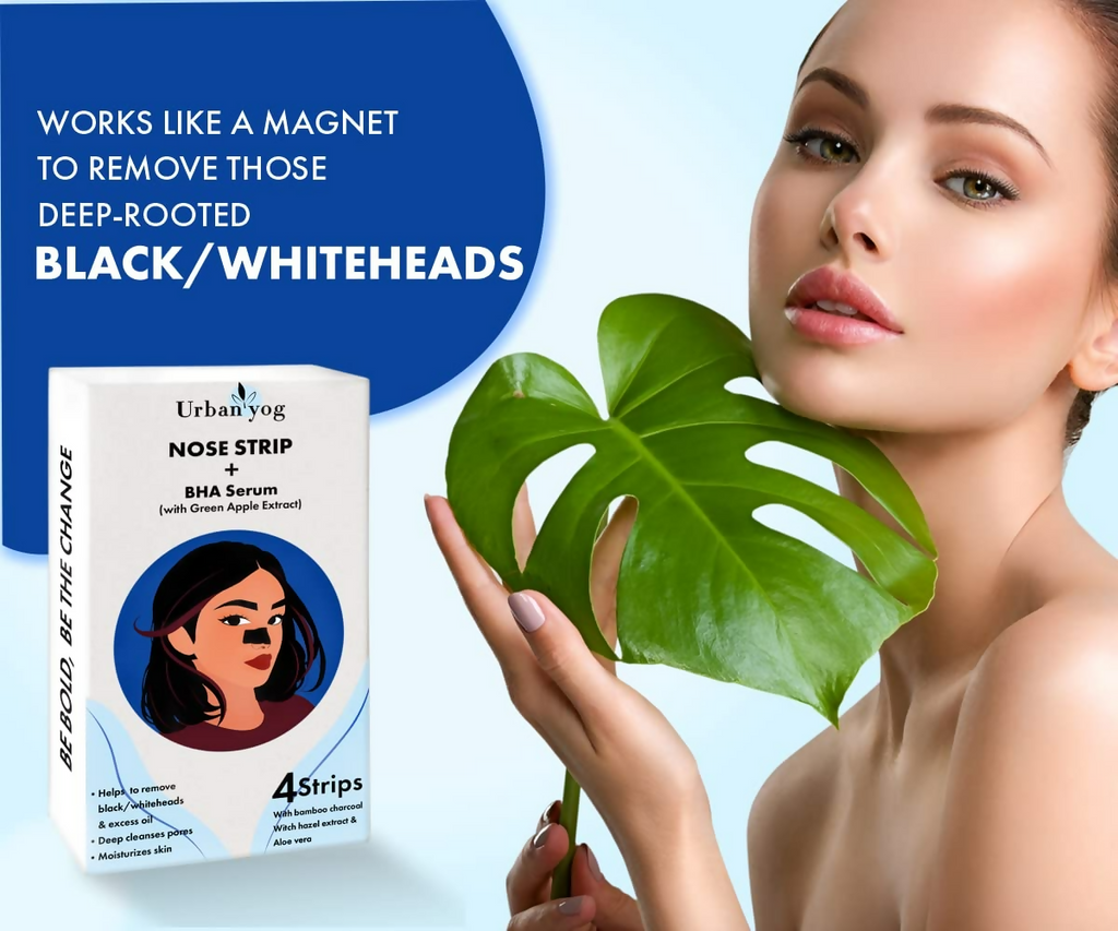 Urban Yog Nose Strip for Blackheads & Whiteheads Removal (4 Strips) + BHA Serum - Distacart