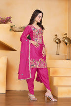 Teeya Creation Pink Color Chinon Silk Party Wear Punjabi Dhoti Suit - Distacart