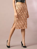 Myshka Women's Multi Printed Knee Length Party Embellished Skirts