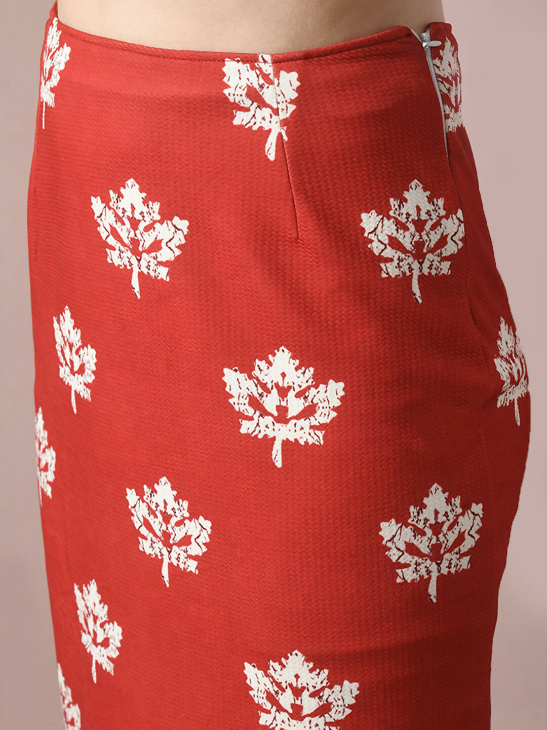 Myshka Women's Rust Printed Knee Length Party Embellished Skirts