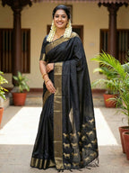 Shree Shyam Fashion Black Soft Silk Saree - Distacart