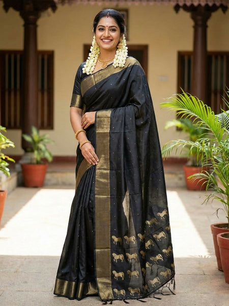 Shree Shyam Fashion Black Soft Silk Saree